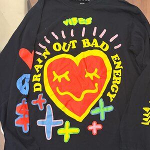 PacSun Black and Red Long Sleeve Tee Vibrant Design